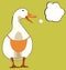 White Goose screams. On geese wear an apron. Vector illustration.
