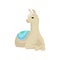 White graceful llama alpaca animal lying vector Illustration on a white background
