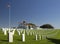 White graves in Rosecrans National Cemetery, San Diego, California, USA