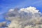 White-gray cloud swirls in the blue sky