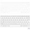 White and gray laptop computer wireless keyboard top view with k