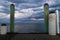 White and green pillars during sunset at the jetty of Cowes, Phillip Island, Australia