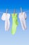 White and green socks on washing line