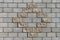 White grey brick wall concrete texture. Grunge, cement. Seamless texture of a brick wall with yellow rhombus pattern