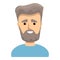 White haired bearded man icon, cartoon style