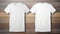 White half sleeves T-Shirt front and back mock up design on wooden background