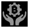 White Halftone Bitcoin Gear Care Hands Icon