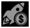 White Halftone Dollar Rocket Icon