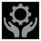 White Halftone Gear Maintenance Hands Icon