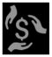 White Halftone Money Care Hands Icon