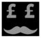 White Halftone Pound Millionaire Mustache Icon