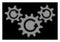 White Halftone Transmission Wheels Rotation Icon