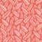 White hand drawn abstract herringbone leaves on red background vector seamless pattern. Tribal marks. Fresh floral print