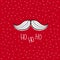 White Hand Drawn Santa Claus Moustache. Red Snowy Christmas Vector Card.