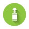 White Hand grenade icon isolated with long shadow. Bomb explosion. Green circle button. Vector