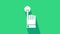 White Hand touch and tap gesture icon isolated on green background. Click here, finger, touch, pointer, cursor, mouse