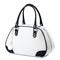 White handbag with black handles isolated on white background.