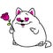 White happy cat love flower greeting card valentine animal character cartoon