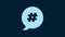 White Hashtag speech bubble icon isolated on blue background. Concept of number sign, social media marketing, micro