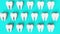 White healthy teeth motion 3D loop seamless animation pattern blue background National Dentist\\\'s Day Digital molar tooth