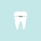 White healthy tooth with brace icon in flat style
