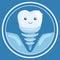 White and healthy tooth, cure icon, dental implant sign