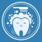 White and healthy tooth, cure icon, dental prevention sign