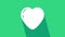 White Heart icon isolated on green background. Romantic symbol linked, join, passion and wedding. Valentine day symbol