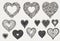 White heart illustrated with details, isolated white background v39