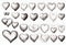 White heart illustrated with details, isolated white background v40
