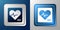 White Heart rate icon isolated on blue and grey background. Heartbeat sign. Heart pulse icon. Cardiogram icon. Silver