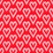 White heart shapes made by triangles seamless pattern on red vector background