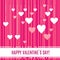 White hearts on beautiful pearl strings isolated on stripped pink background for Happy Valentines day