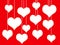 White hearts on red background