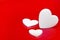 White hearts on red image background glossy for symbol valentin