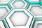 White hexagons with cyan glowing sides