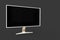 White hi-tech computer display with fictional design isolated on grey background - very detailed photorealistic 3D illustration of