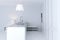 White hi-tech kitchen interior design. Close-up. 3d render