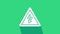 White High voltage sign icon isolated on green background. Danger symbol. Arrow in triangle. Warning icon. 4K Video