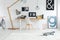White hipster room with skateboard