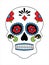 White hipster Skull with floral Mexican ornament