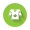 White Hockey jersey icon isolated with long shadow background. Green circle button. Vector