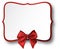 White holiday background with red bow.