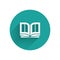 White Holy bible book icon isolated with long shadow. Green circle button. Vector