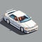 White Honda Sports Car On Gray Background - 1990s Style Cartoon Realism Illustration