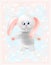 White honey bunny. Happy Easter card.