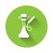 White Hookah icon isolated with long shadow background. Green circle button. Vector