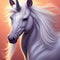 White horse fantasy unicorn portrait, a fast horse, Arabian pony, stallion, majestic purebred mare hd illustration wallpaper, ai g