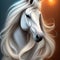 White horse fantasy unicorn portrait, a fast horse, Arabian pony, stallion, majestic purebred mare hd illustration wallpaper, ai g