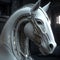 A white horse that is a futuristic machine of the future world. Wildlife Animals. Illustration, Generative AI